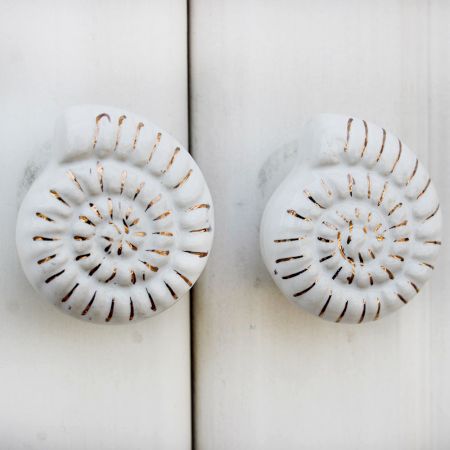 White Shell Flat Ceramic Knob
